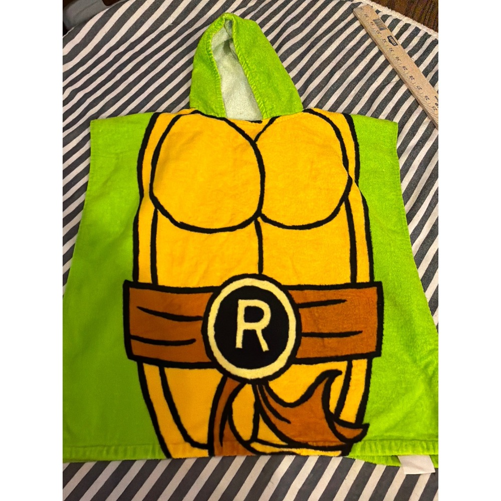 Nickelodeon TMNT Raphael Hooded Poncho Towel Kids Green Cotton Swim Wrap 22x22